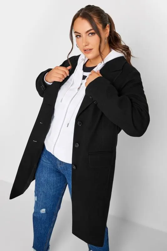 YOURS Curve Black Midi Formal Coat