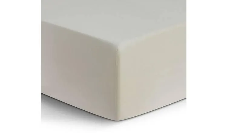 Habitat Plant Dye Cotton Plain Cream Fitted Sheet - Single