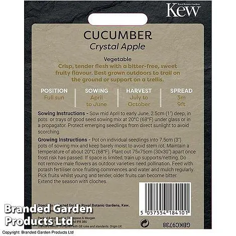 Cucumber 'Crystal Apple' - Kew Vegetable Seed Collection