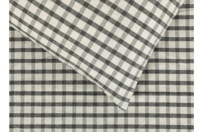 Organic Recycled Check Black/White Bed Linen Set Super King