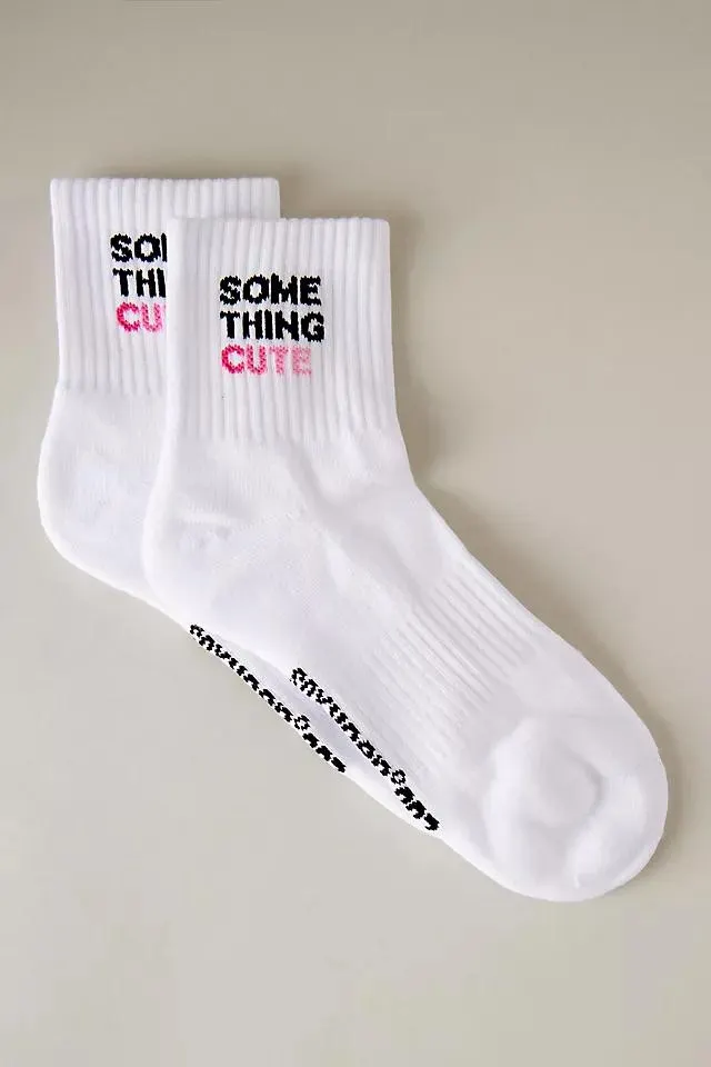 Soxygen Something Cute Slogan Organic Cotton Ribbed Crew Socks
