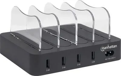 Manhattan 102261 102261 USB charging station Mains socket Max. output current 2.4 A 4 x USB 3.2 1st Gen port A (USB 3.0)