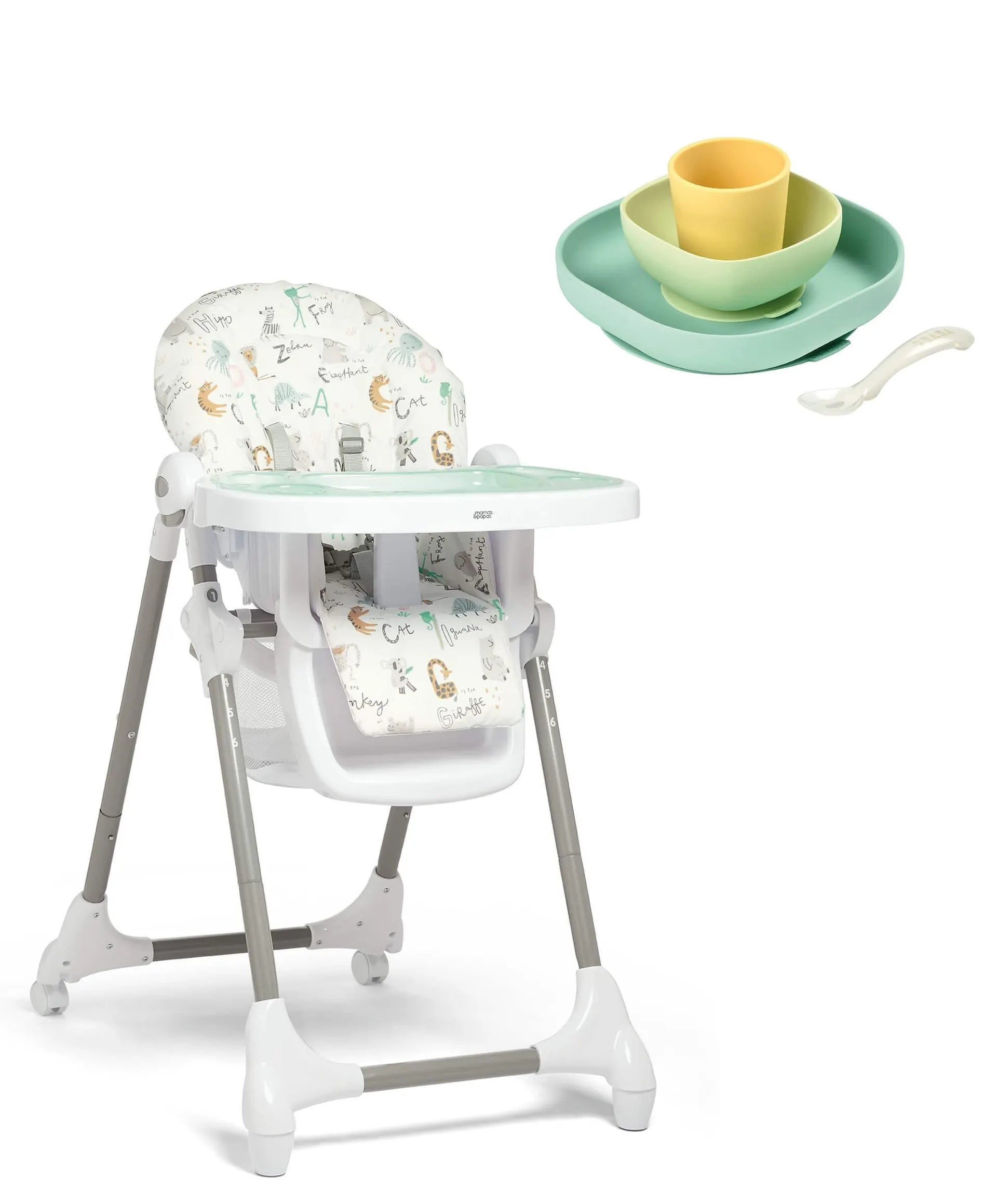 Snax Animal Alphabet Highchair & Beaba Meal Set - Blue