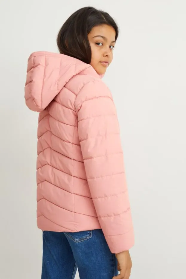 Quilted jacket with hood - waterproof