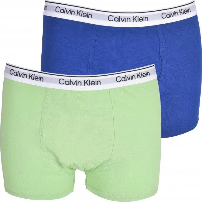 Calvin Klein 2-Pack Modern Cotton Boys Boxer Trunks, Green/Blue