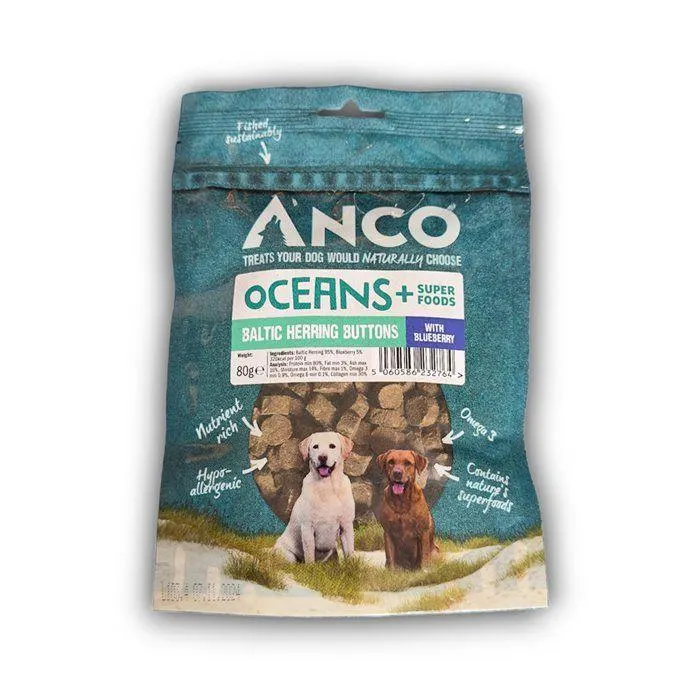 Anco Oceans Herring Buttons With Blueberry - 80g