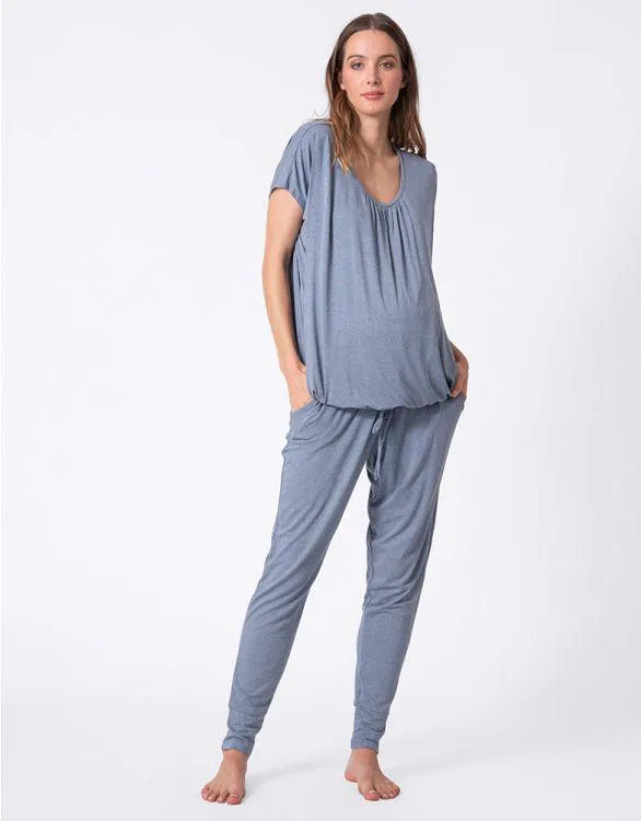 Ultra-Soft Blue Maternity & Nursing Loungewear Set
