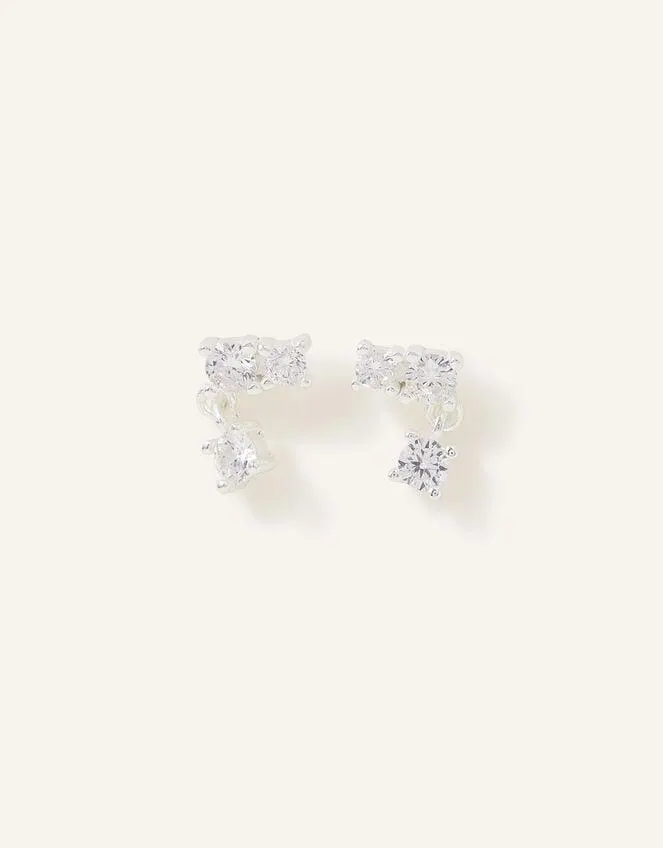 Sterling Silver Cluster Drop Earrings