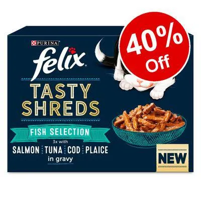 24 x 80g Felix Tasty Shreds Wet Cat Food - 40% Off!*