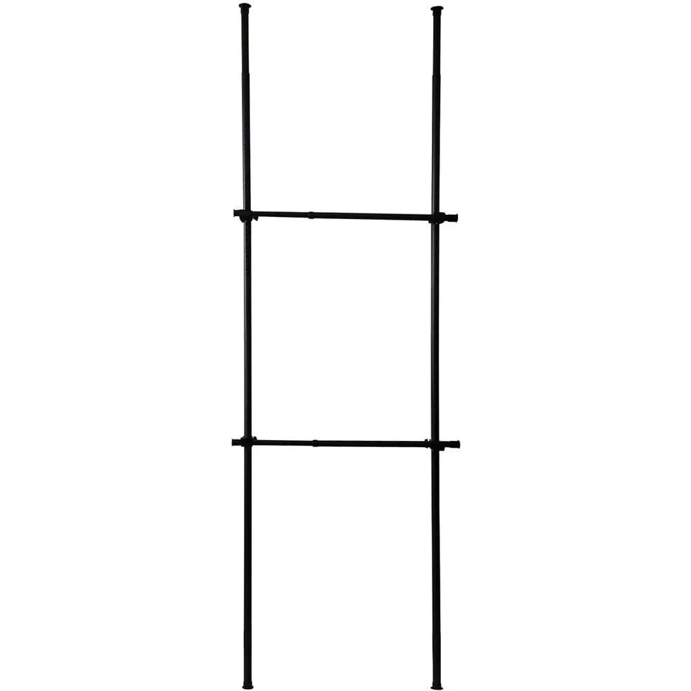 House of Home 2 Tier Telescopic Hanging Rail Adjustable Black Wardrobe