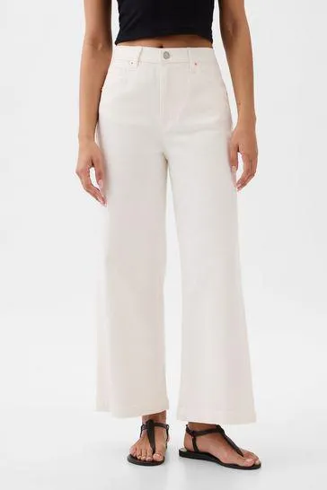 High Waisted Wide Leg Crop Jeans