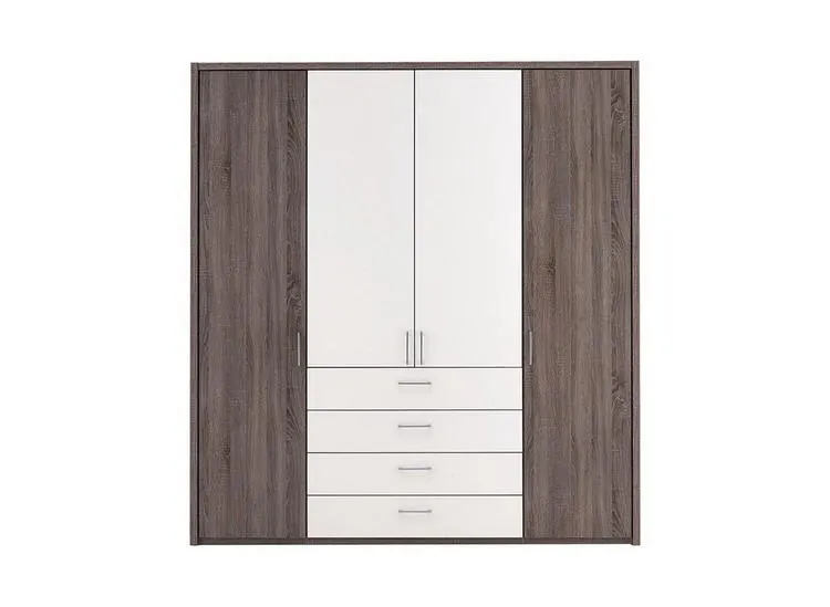 Melbourne 4-Door Wardrobe - Oak & White
