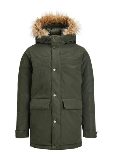 Jack & Jones Junior Green Champ Parka Jacket (6-16yrs) - Age 6 Years