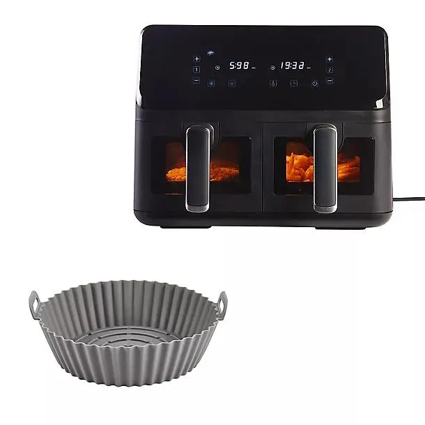 Lakeland Easy View Dual Basket Air Fryer and Silicon Basket Bundle
