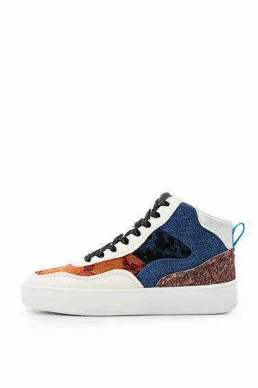 Patchwork mid-top sneakers