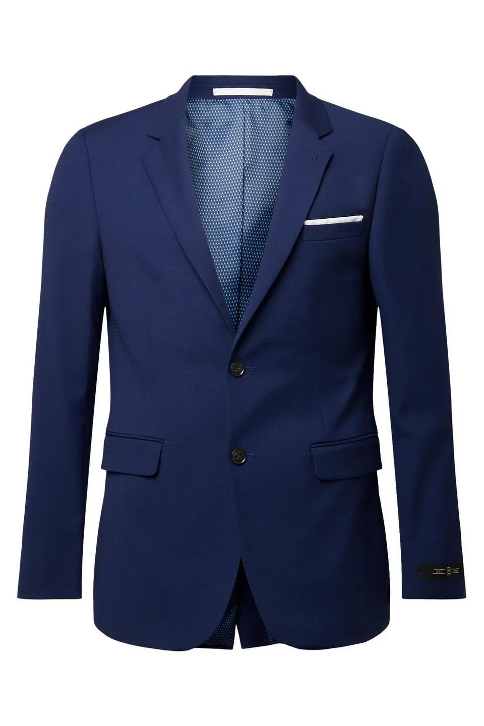Skinny Fit Blue Textured Suit Jacket