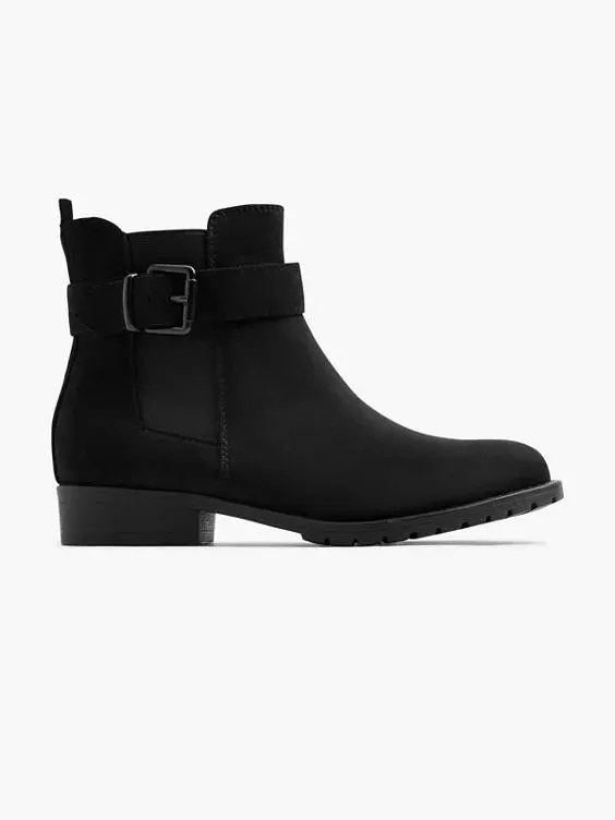 Black Ankle Boot with Buckle Detail