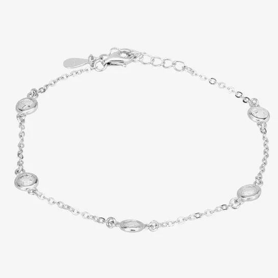 Silver 6.5-8.5 Inch Bezel-set Crystal Bracelet B614589