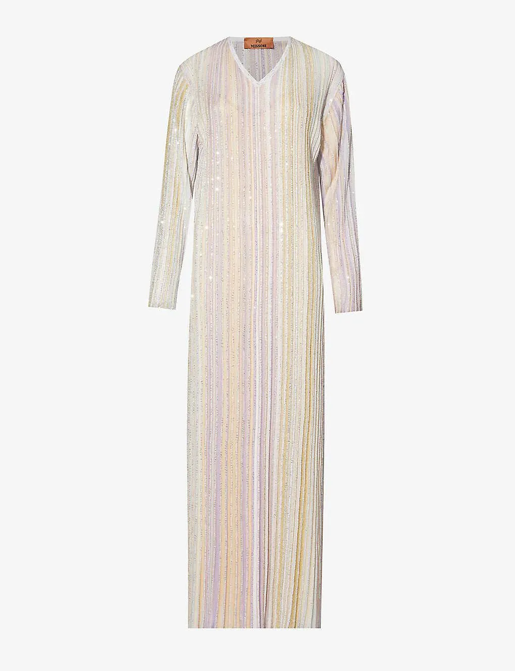 MISSONI Striped sequin-embellished knitted maxi dress