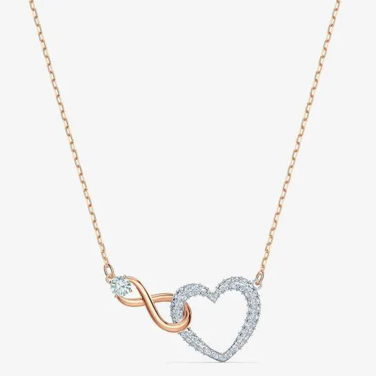 Infinity Heart Two Colour White Crystal Necklace