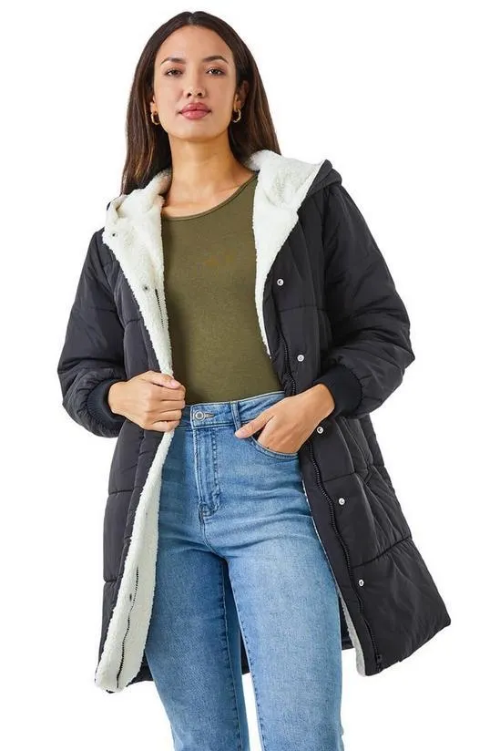 Borg Lined Hooded Parka Coat