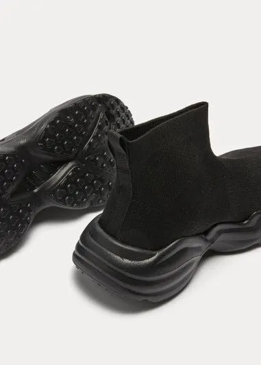 Boys Black Sock Trainer (Younger 10-Older 6) - Size 4