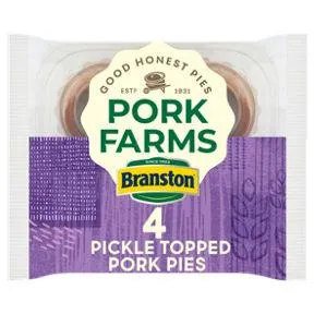 Pork Farms 4 Mini Pork Pies with Branstons Pickle