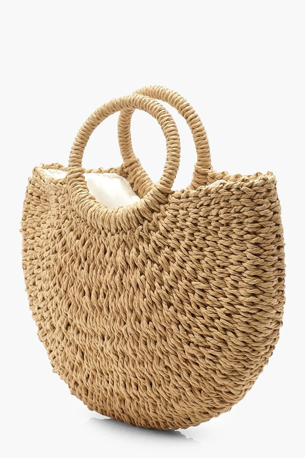 Circle Handle Straw Bag - Small