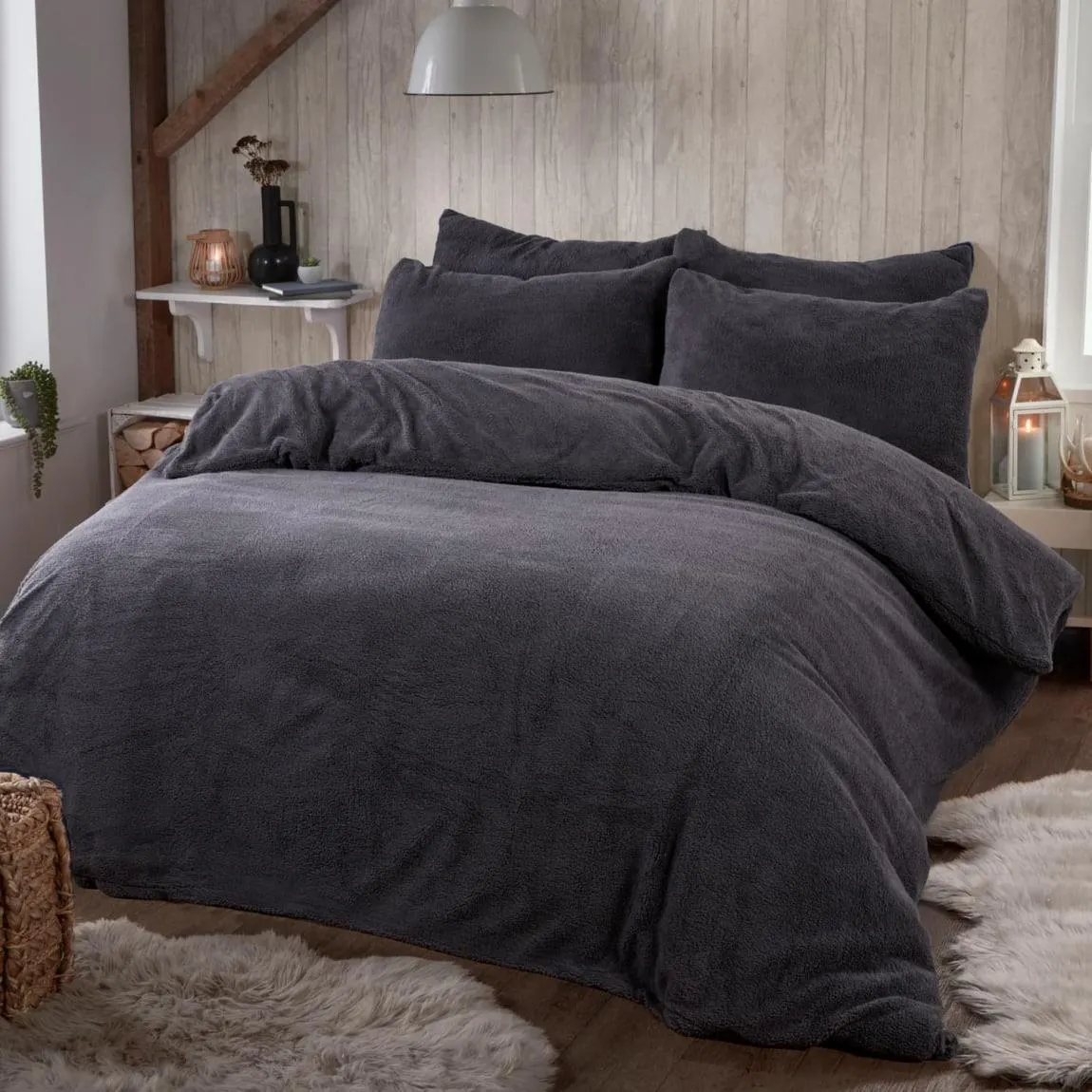 Simply Teddy Charcoal Duvet Set - King
