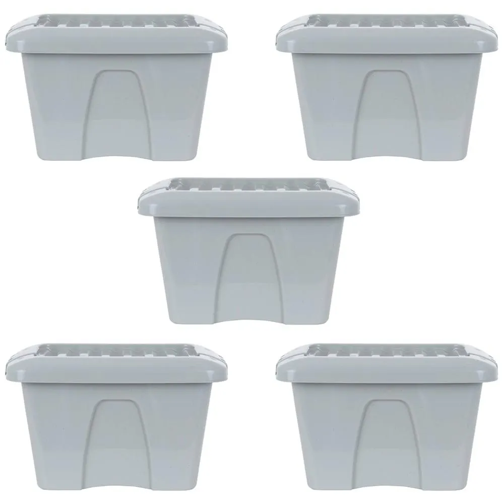 Wham 14L Soft Grey Home Upcycle Box and Lid 5 Pack