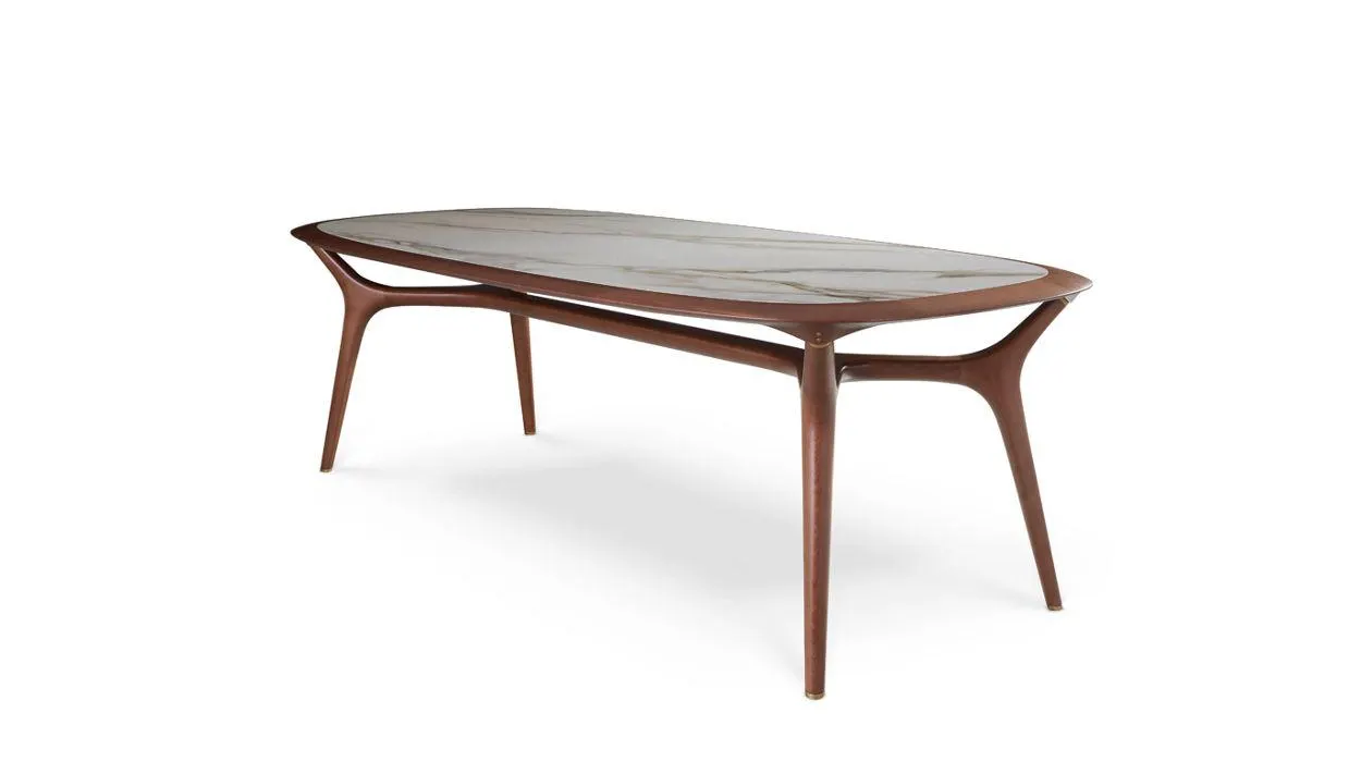 WINCH dining table with extension in Callacata Oro ceramic