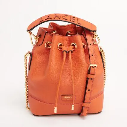 Orange Bucket Leather Shoulder Bag