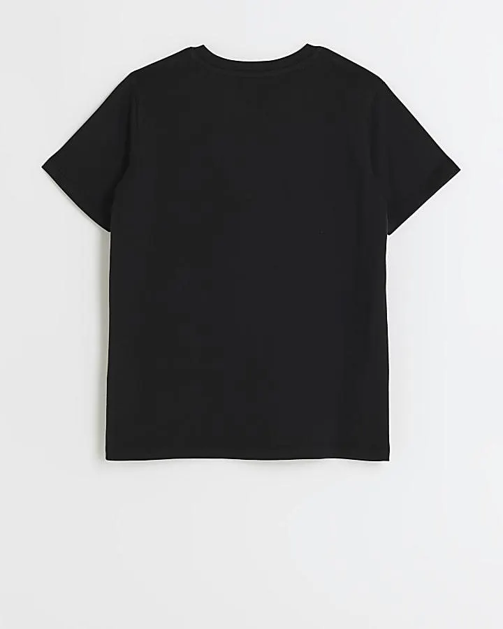 Boys black graphic embellished t-shirt