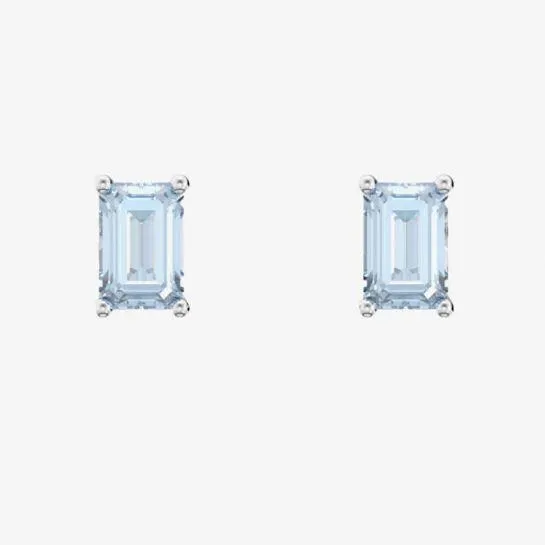 Swarovski Ladies Stilla Rhodium Plated Blue Stud Earrings 5639134