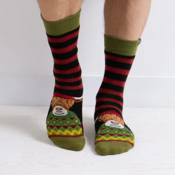 totes Toasties Original Highland Cow Slipper Socks