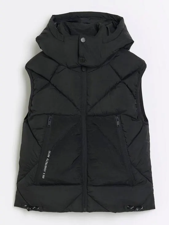 Boys Hooded Gilet - Black
