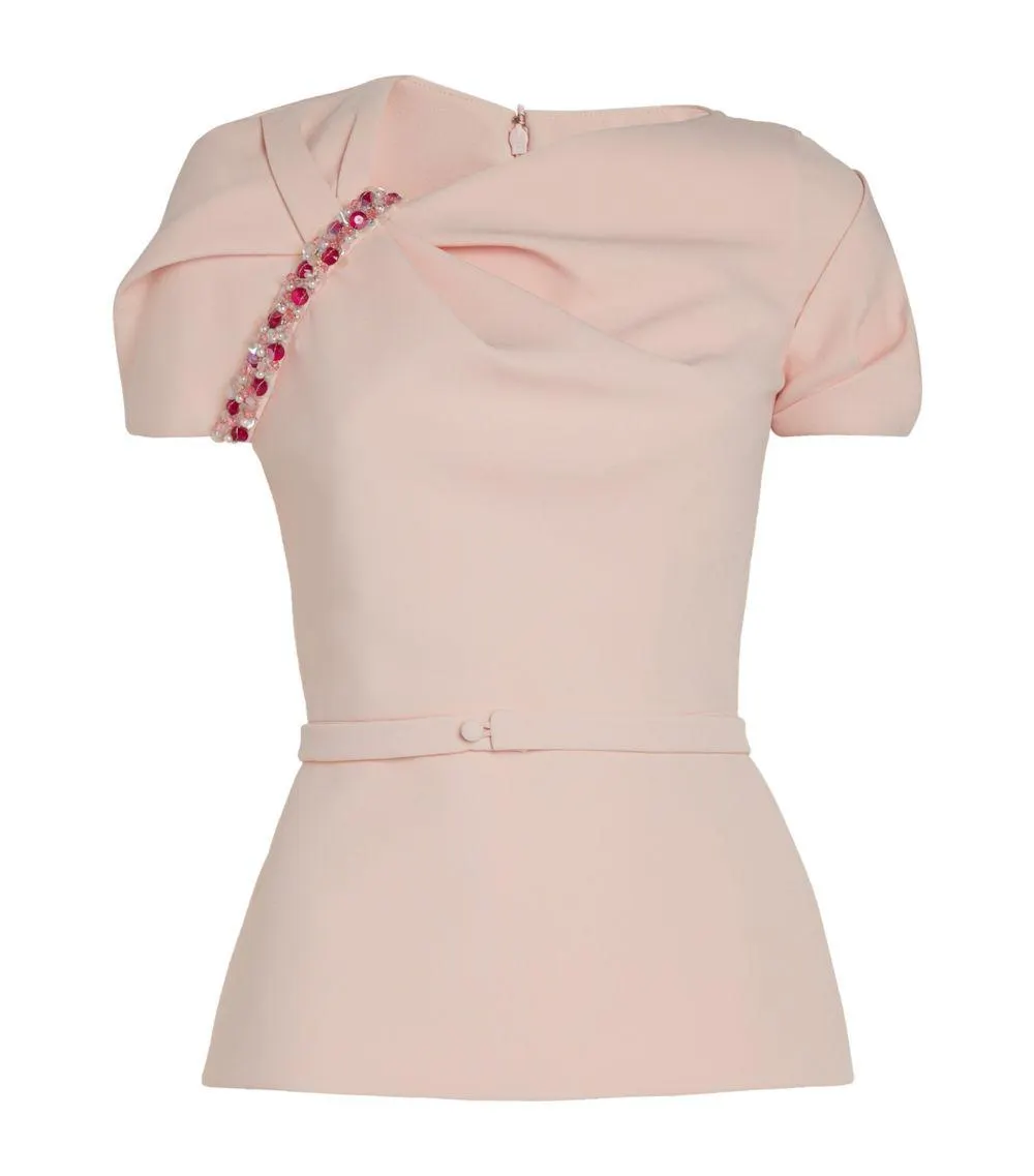 Embellished-Detail Peplum Top