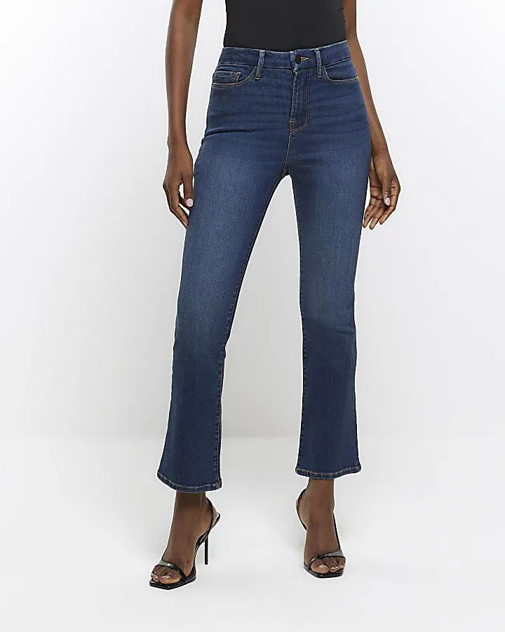 Blue high waist crop bootcut jeans