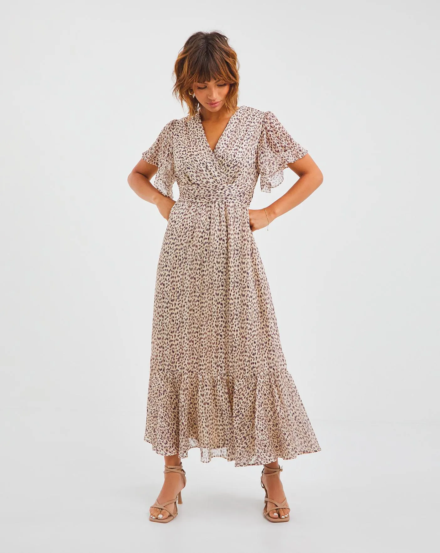 Jo by Joanna Hope Floral Print Foil Maxi Dress