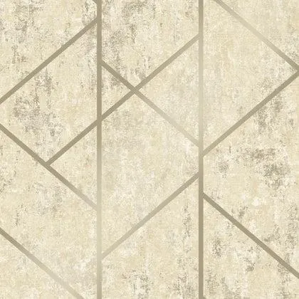 Milan Geo Metallic Wallpaper in Neutral and Gold