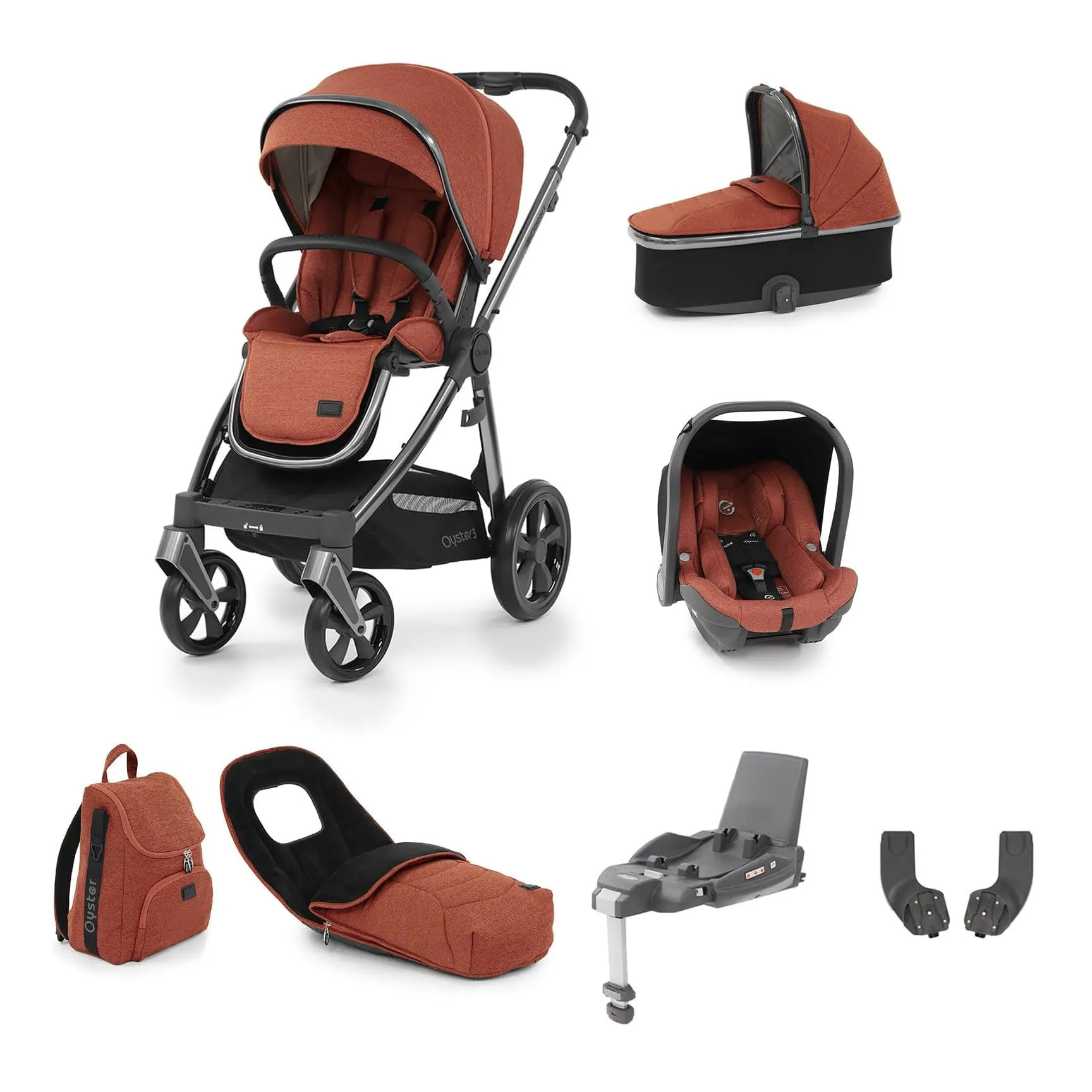 Babystyle Oyster 3 Luxury 7 Piece with Car Seat Bundle in Ember