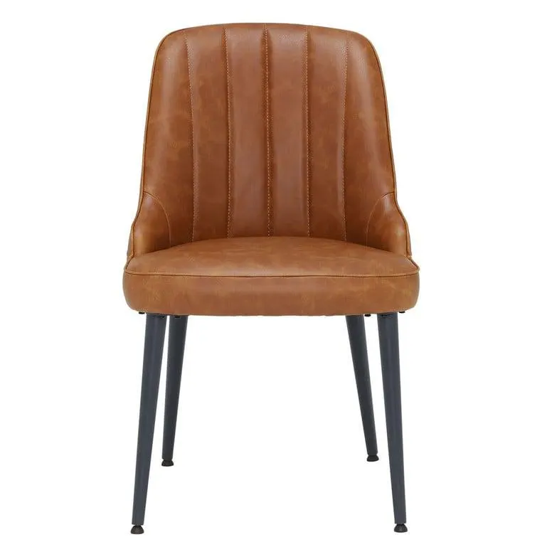 Brown Faux Leather Dining Chair