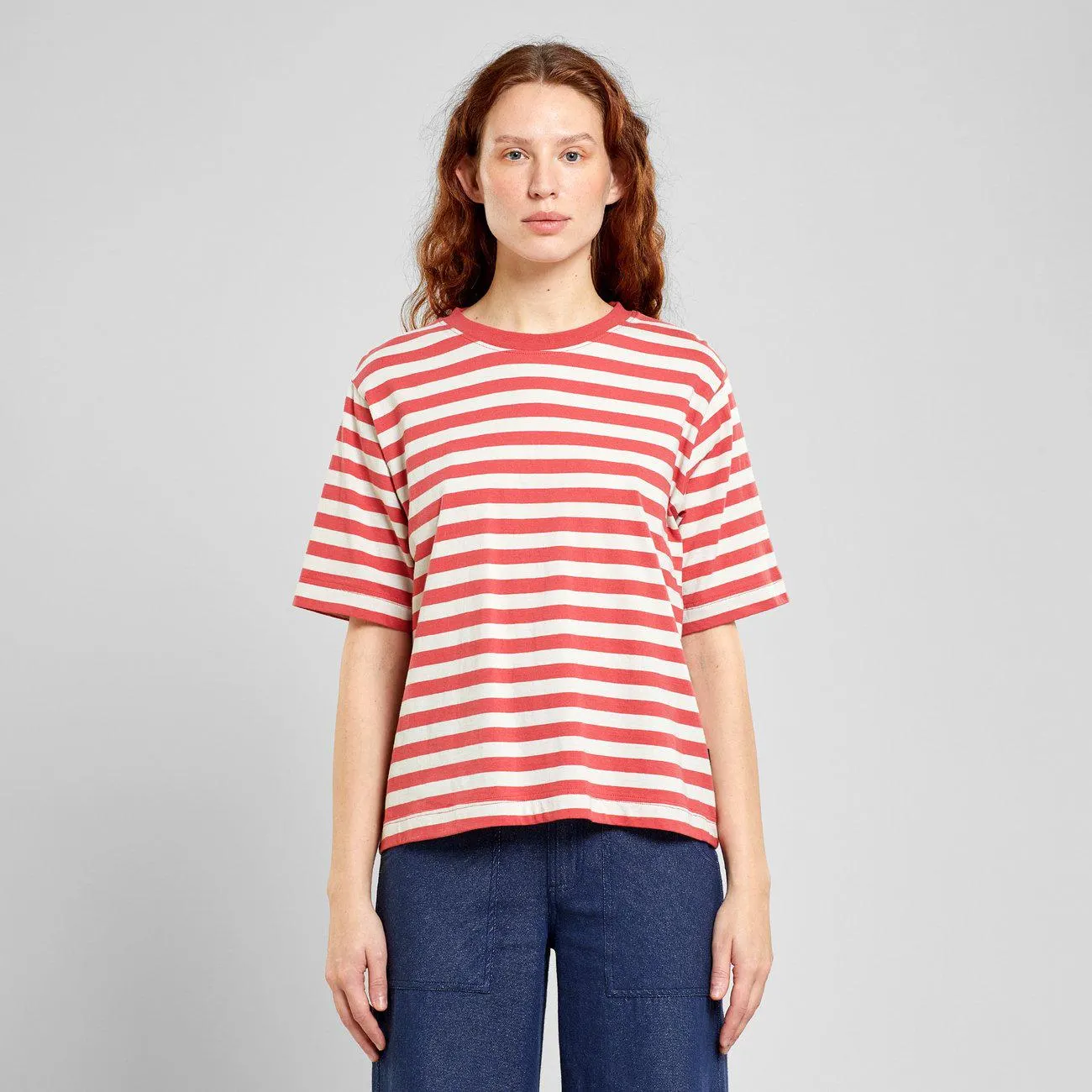 T-shirt Vadstena Stripes Mineral Red/Oat white