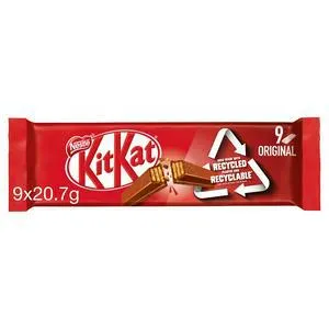 KitKat 2 Finger Milk Chocolate Biscuit Bar Multipack 9x20.7g