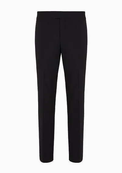 Pure wool crêpe flat-front trousers