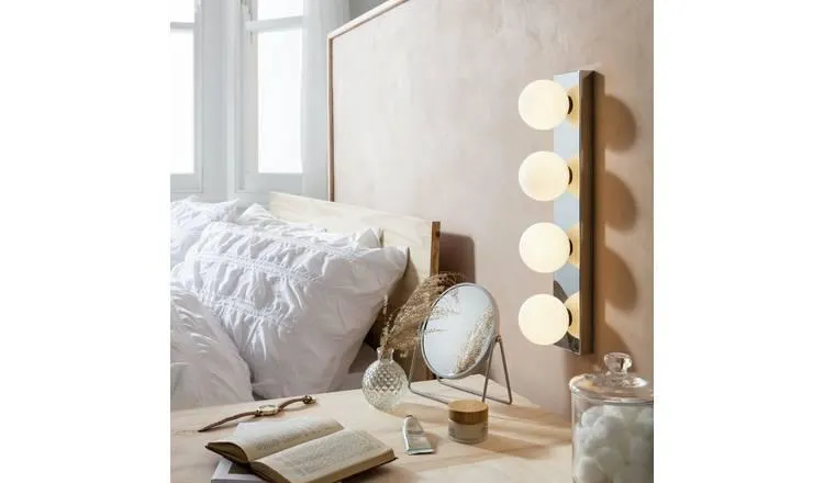 Habitat Metal 4 Light Bathroom Wall Light - Chrome