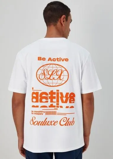 Souluxe White Be Active Print Sports T-Shirt - Small