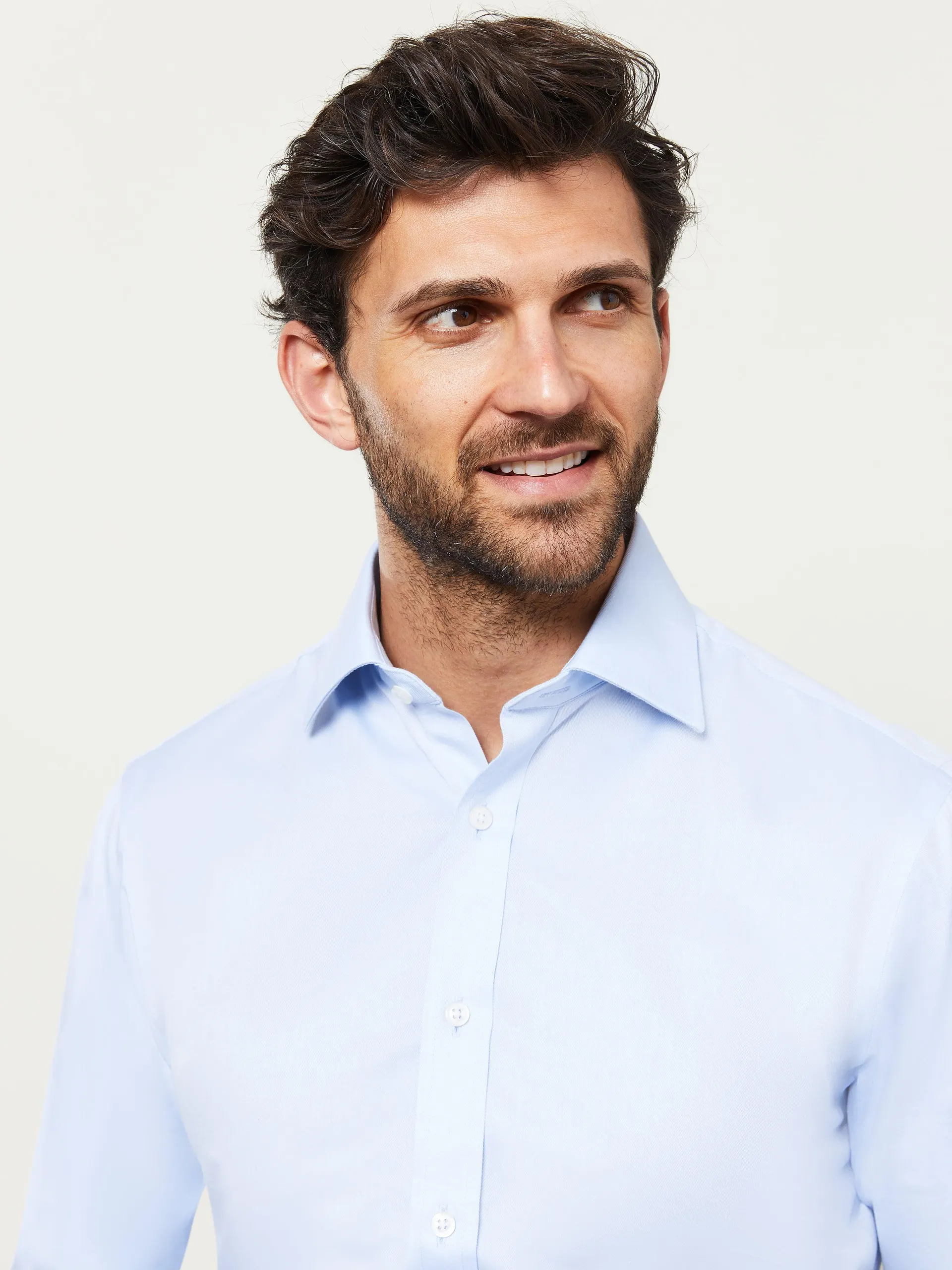 Non-Iron Sky Blue Twill Double Cuff Regular Fit Shirt