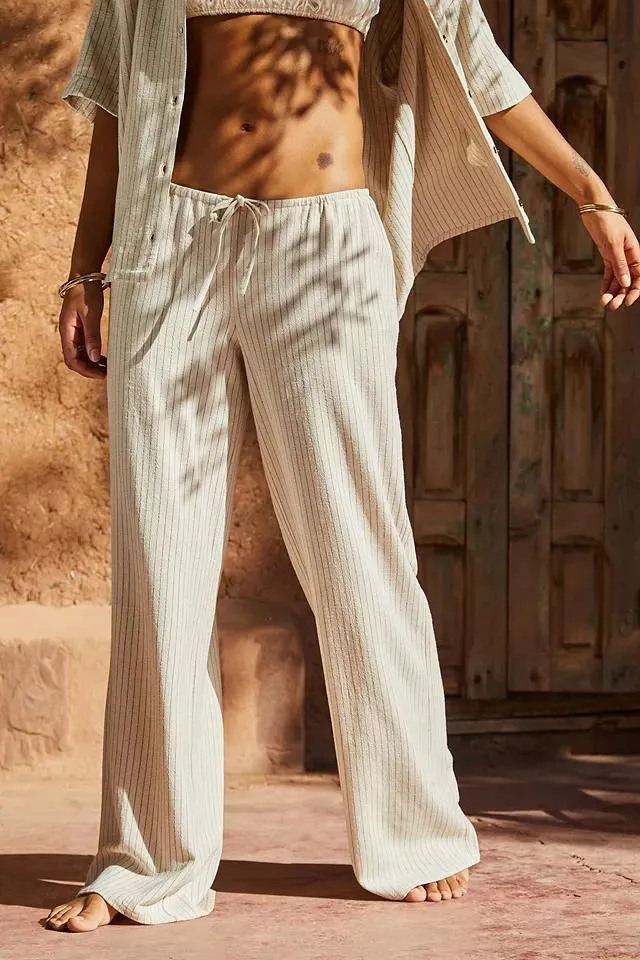 Archive At UO Natural Stripe Linen Hazel Trousers