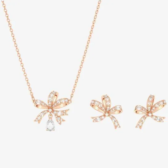 Volta Rose Gold Plated Bow Jewellery Set